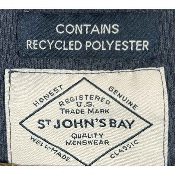 St. John's Bay Shirt Henley Sweater Men's Extra Large Long Sleeve Blue Knit - Picture 4 of 7